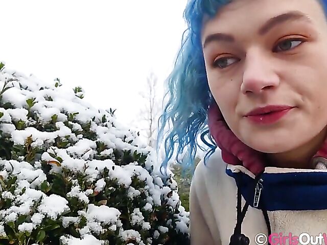 Hairy pussy masturbation at home with blue-haired Dodi