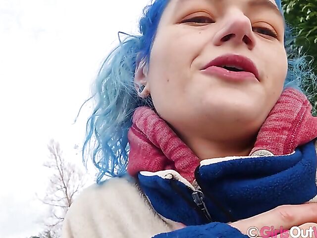 Hairy pussy masturbation at home with blue-haired Dodi