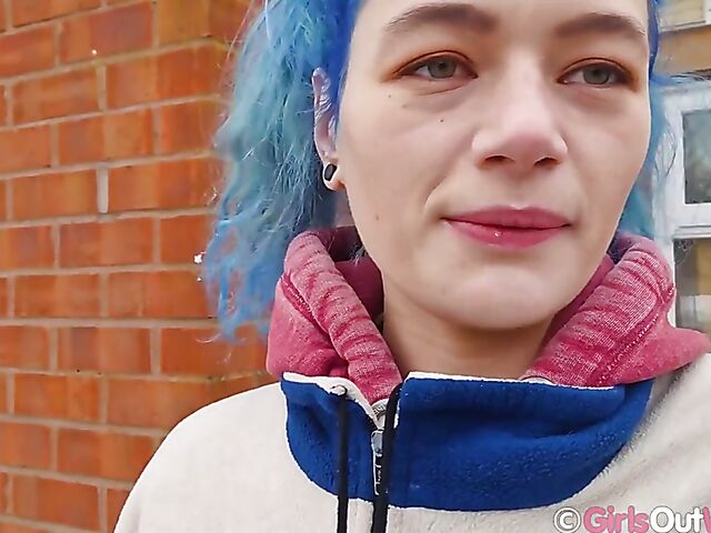 Hairy pussy masturbation at home with blue-haired Dodi