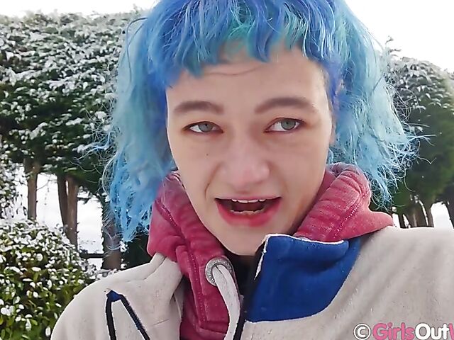 Hairy pussy masturbation at home with blue-haired Dodi