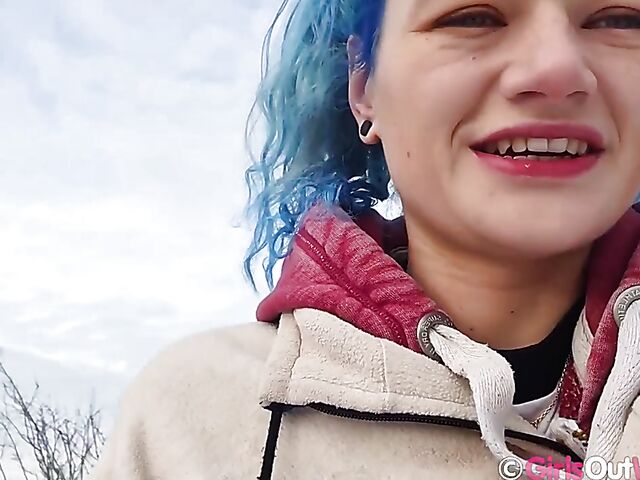 Hairy pussy masturbation at home with blue-haired Dodi