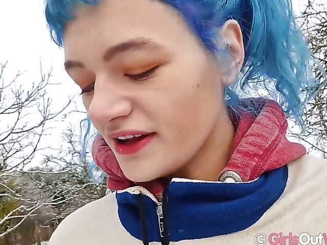 Hairy pussy masturbation at home with blue-haired Dodi