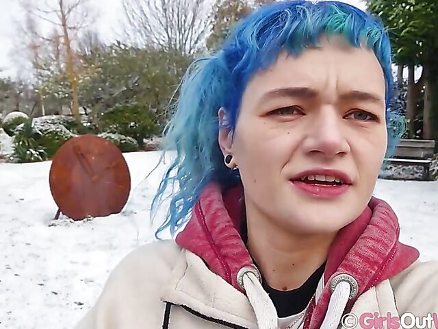 Hairy pussy masturbation at home with blue-haired Dodi