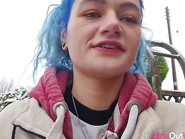 Hairy pussy masturbation at home with blue-haired Dodi