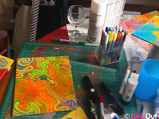 Hairy pussy masturbation at home with blue-haired Dodi