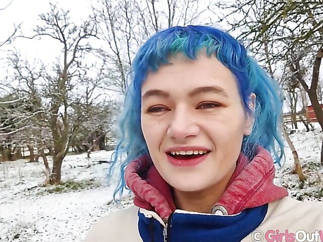 Hairy pussy masturbation at home with blue-haired Dodi