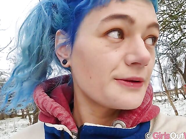 Hairy pussy masturbation at home with blue-haired Dodi