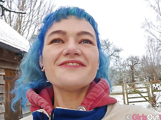 Hairy pussy masturbation at home with blue-haired Dodi