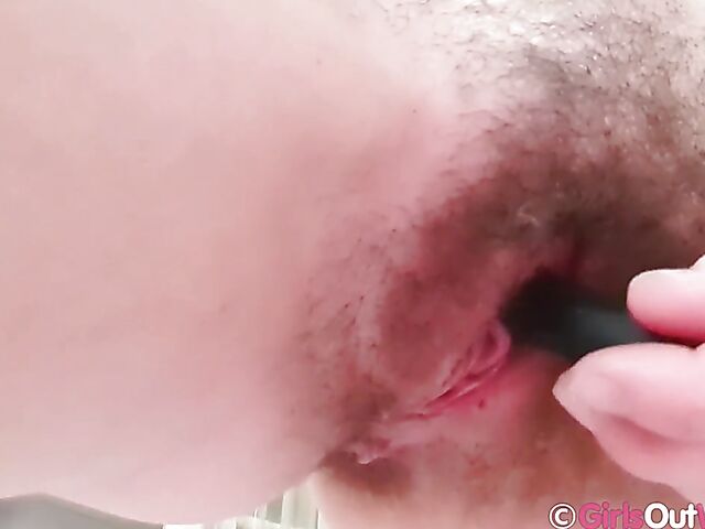 Hairy pussy masturbation at home with blue-haired Dodi