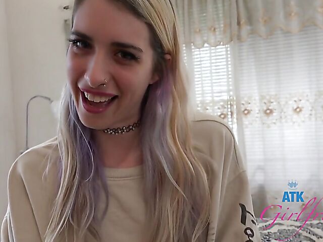 Tattooed Pearl Sage's very hairy pussy from your point of view