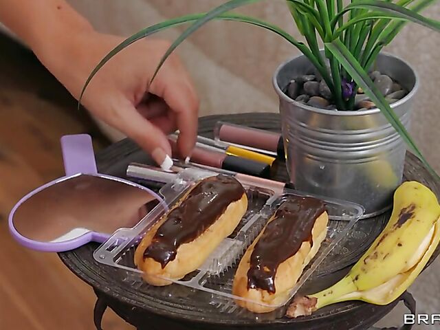 Horny hot brunette Alice Visby recording it on her phone