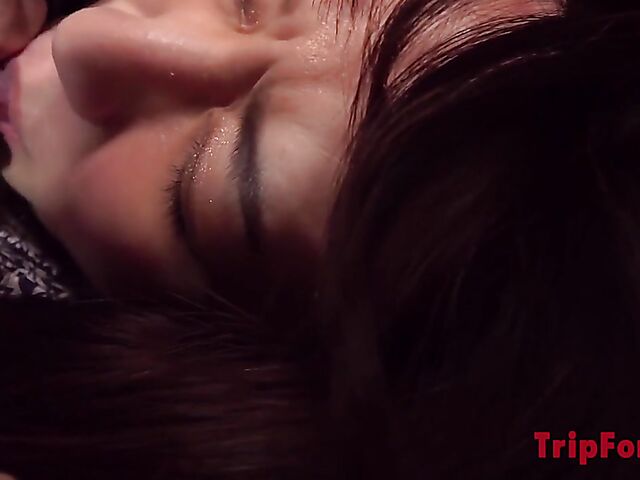 Tied hands asian MILF Aya fucked by a white dude in her bed