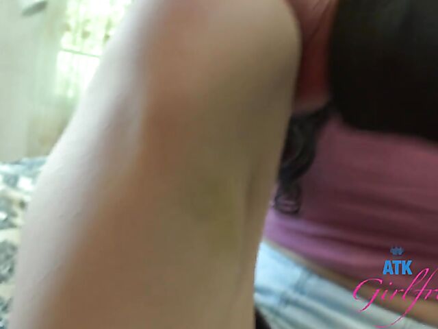 POV sex experience with cute shaved brunette Angel Gostosa