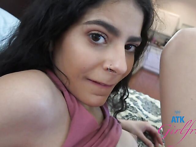 POV sex experience with cute shaved brunette Angel Gostosa