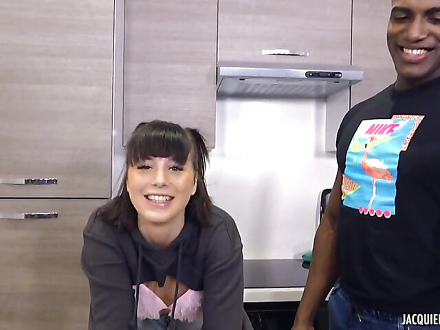 White girl black cock anal in the kitchen with Alyson Borromeo aka Alyson Thor