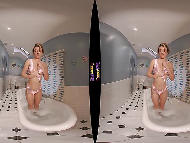 3D VR erotic bathroom solo with Chelsea Essex