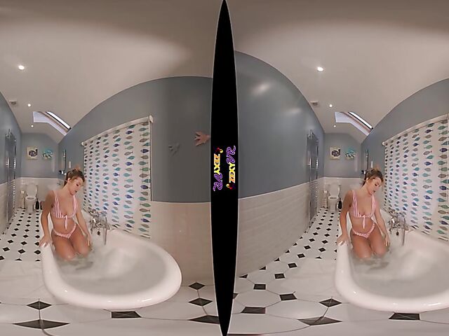 3D VR erotic bathroom solo with Chelsea Essex