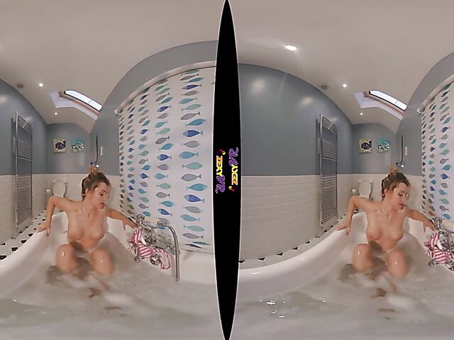 3D VR erotic bathroom solo with Chelsea Essex