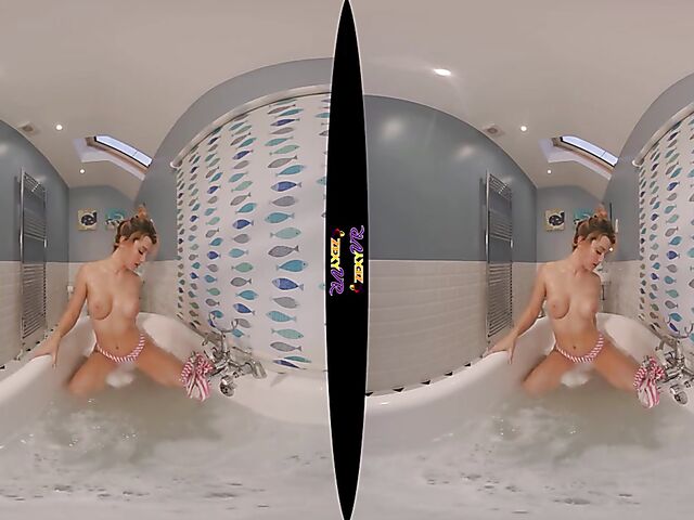 3D VR erotic bathroom solo with Chelsea Essex