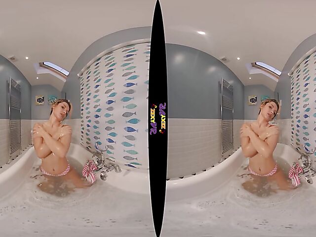 3D VR erotic bathroom solo with Chelsea Essex