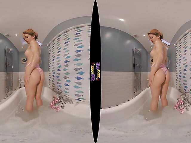 3D VR erotic bathroom solo with Chelsea Essex