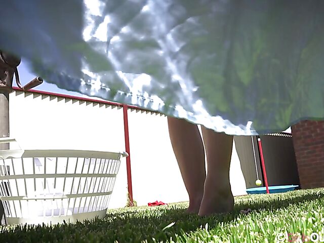 Blonde teen outdoor fingering in her mini skirt featuring Billie