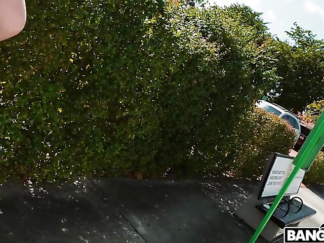 Long-haired redhead Harper Red gets picked up and fucked in the bang van