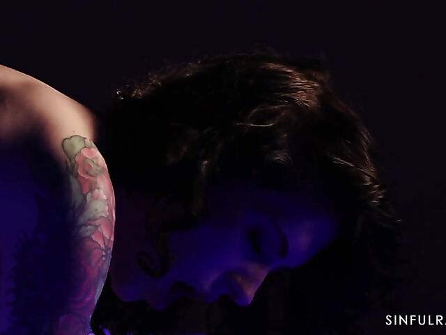 Anna De Ville - Interracial couple's erotic sex in creampie in white stockings