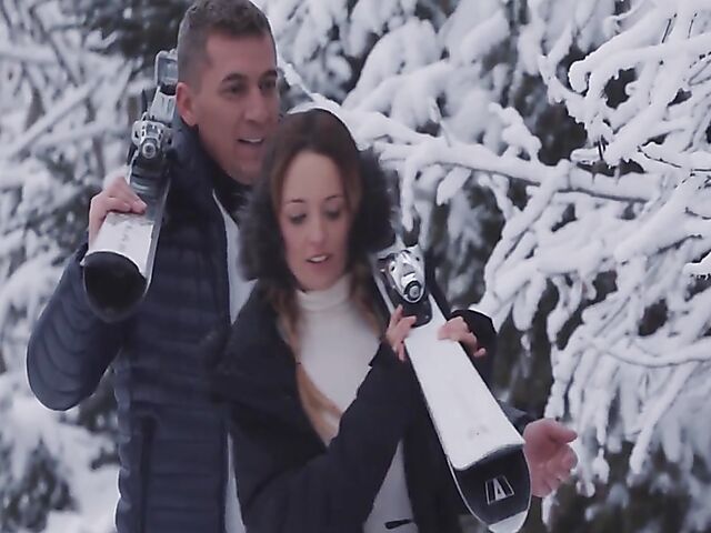 Winter outdoor sex in the snow and standing doggystyle with Natty Mellow