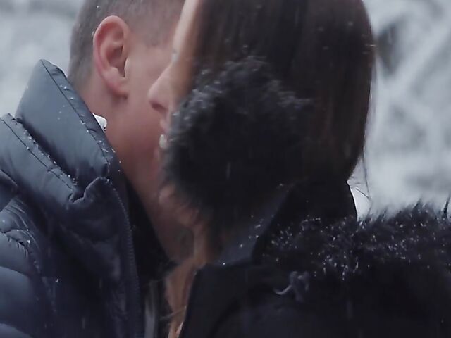 Winter outdoor sex in the snow and standing doggystyle with Natty Mellow