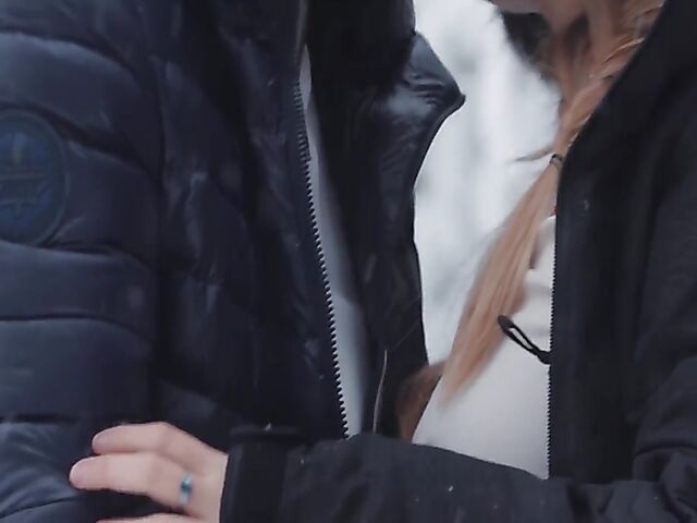 Winter outdoor sex in the snow and standing doggystyle with Natty Mellow