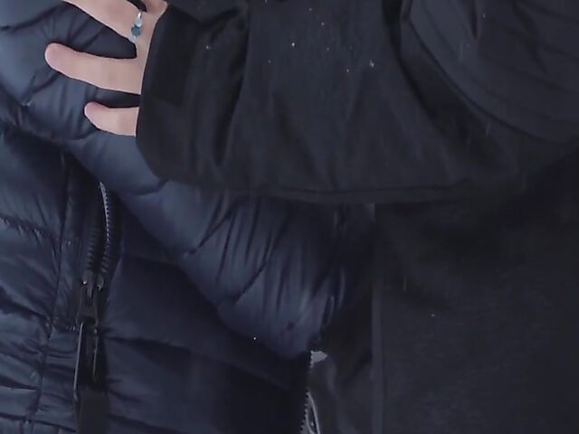 Winter outdoor sex in the snow and standing doggystyle with Natty Mellow