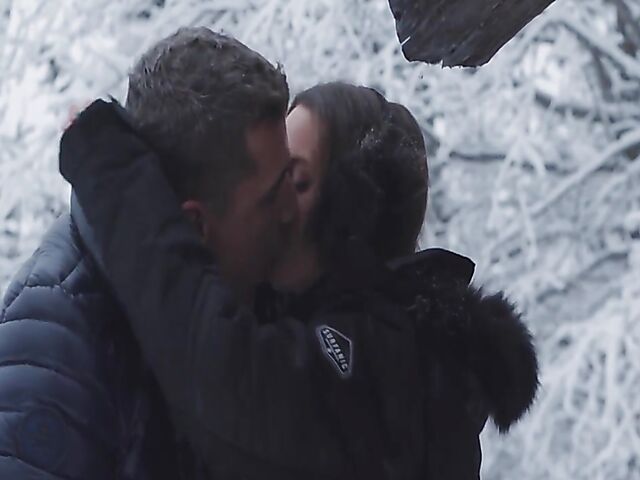 Winter outdoor sex in the snow and standing doggystyle with Natty Mellow