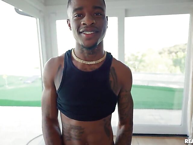 Interracial FFM 3-way with Jesse Pony and Lily Lou sharing a fat black cock