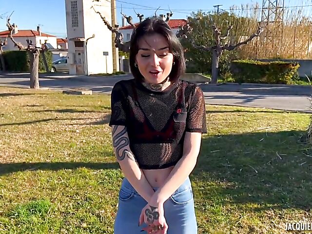 22-year-old alternative tattooed anal girl from Bordeaux Crystal does it in high heels