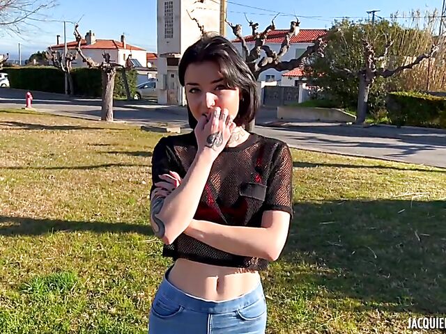 22-year-old alternative tattooed anal girl from Bordeaux Crystal does it in high heels