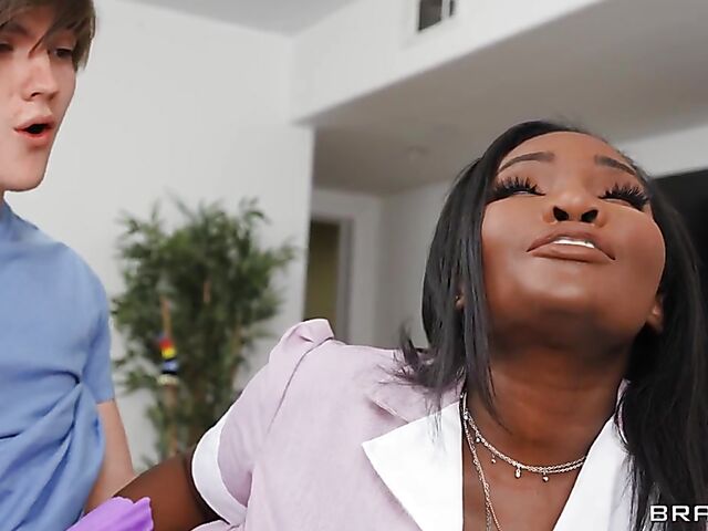 Horny white boy fucks juicy ebony maid Osa Lovely