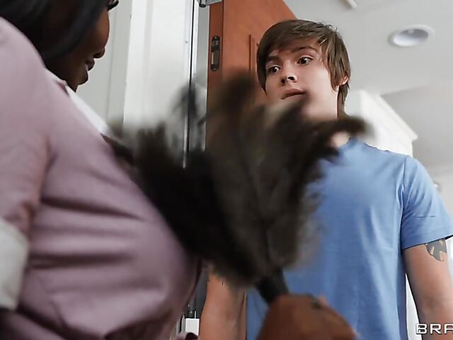 Horny white boy fucks juicy ebony maid Osa Lovely