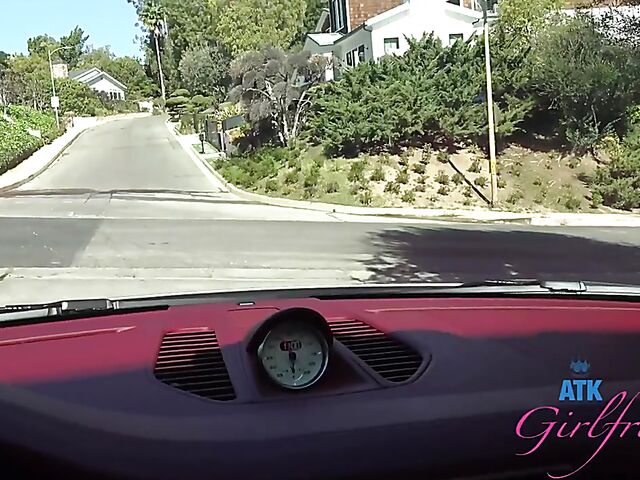 POV car blowjob and fingering on the way to Malibu with Lana Smalls