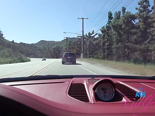 POV car blowjob and fingering on the way to Malibu with Lana Smalls