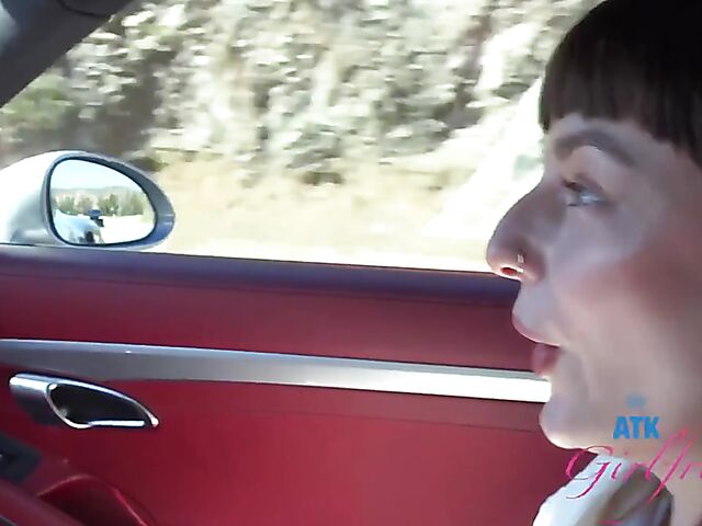 POV car blowjob and fingering on the way to Malibu with Lana Smalls