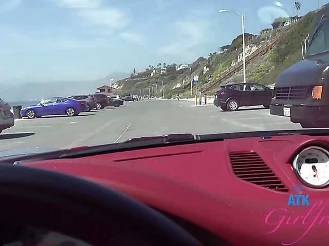 POV car blowjob and fingering on the way to Malibu with Lana Smalls