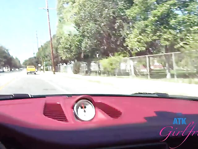 POV car blowjob and fingering on the way to Malibu with Lana Smalls