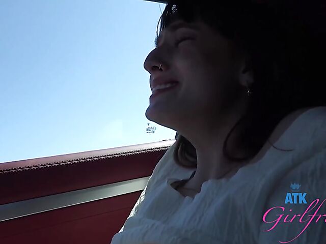 POV car blowjob and fingering on the way to Malibu with Lana Smalls