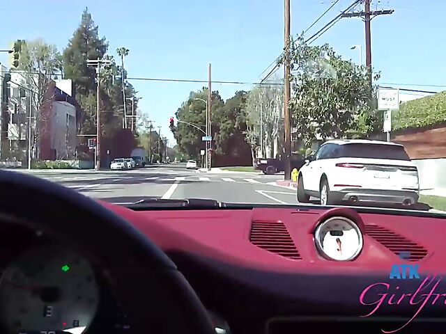 POV car blowjob and fingering on the way to Malibu with Lana Smalls