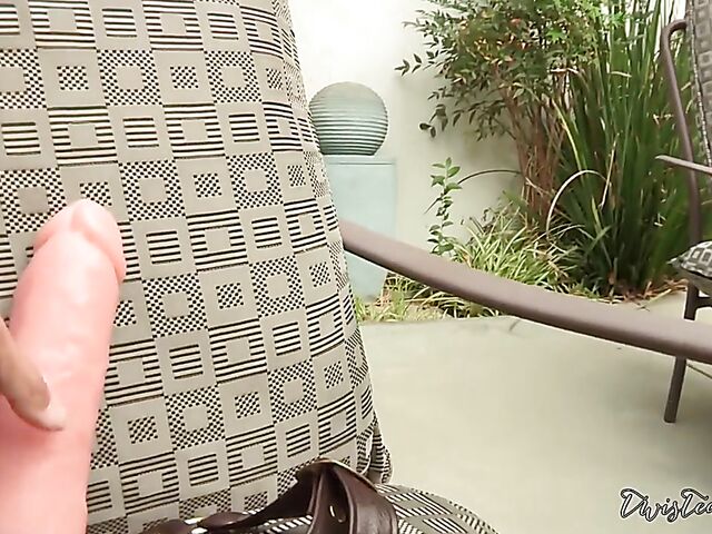 India Summers anal speculum insertion and more toys for her ass in the backyard with Dana Vespoli