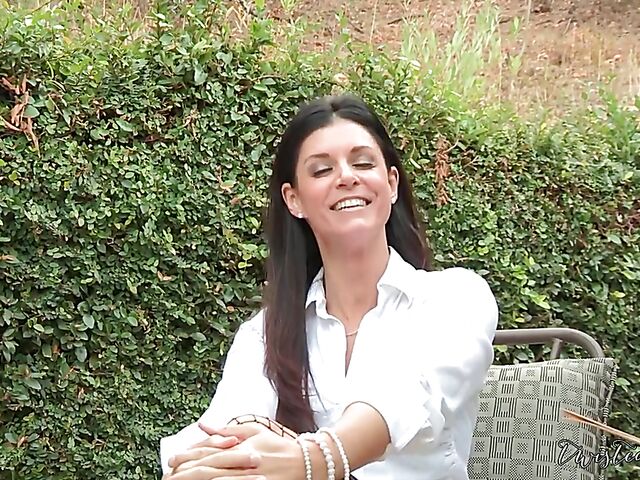 India Summers anal speculum insertion and more toys for her ass in the backyard with Dana Vespoli