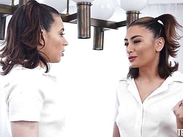 Two girls one guy lookalike threesome with Aria Valencia and Vanessa Moon