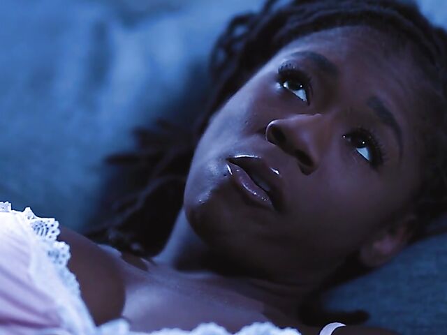 Interracial lesbians Hazel Grace and Madi Laine spend the night together