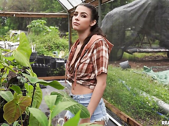 Hot sex in the garden with naughty natural girl Kylie Rocket